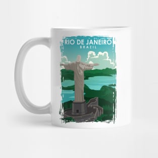 Rio De Janeiro Travel Poster in a vintage and minimal style. Mug